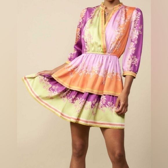 CURRANT AIR CHIARA FLORAL BLOCK MINI DRESS WOMENS SIZE M( 6-8) - Picture 1 of 10